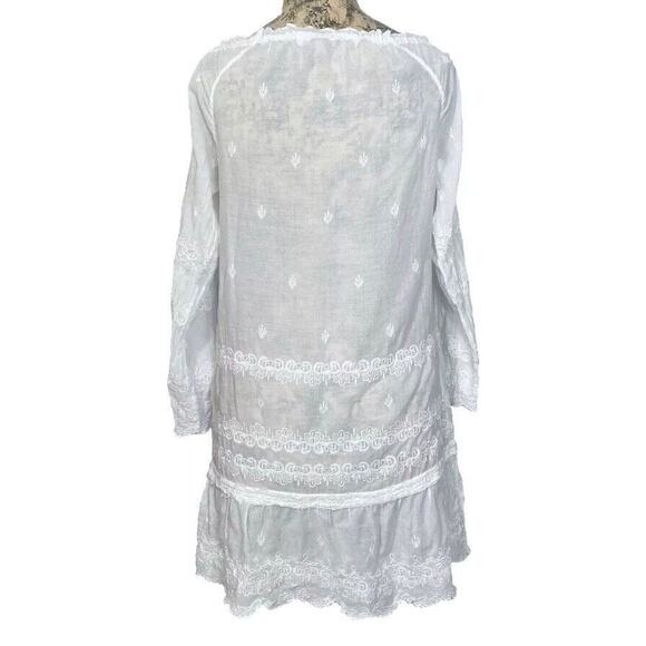 Calypso St Barth sz XS Sheer White Embroidered Tunic Dress Cotton Scoop Neck - Picture 4 of 15